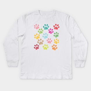 Colorful paw print Kids Long Sleeve T-Shirt